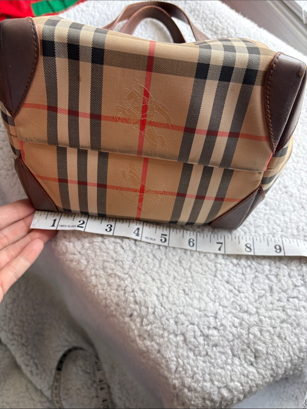 Authentic Vintage Burberrys Nova Check Small Handbag Brown Leather - Picture 14 of 17